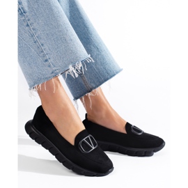 Platform loafers i ruskind til kvinder Vinceza sort 1