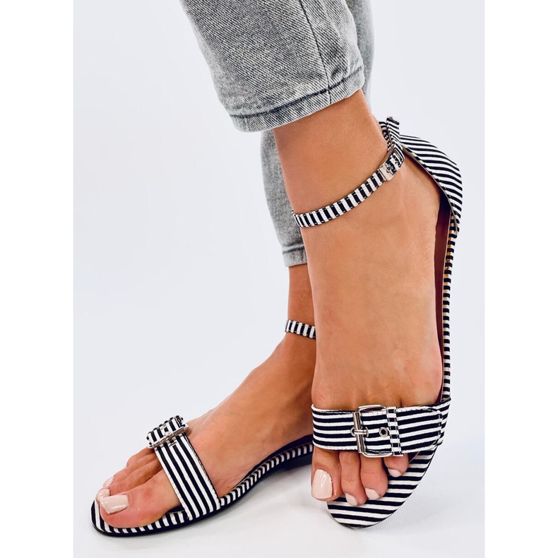 Ditty Black stribede sandaler - 2. kvalitet hvid 2