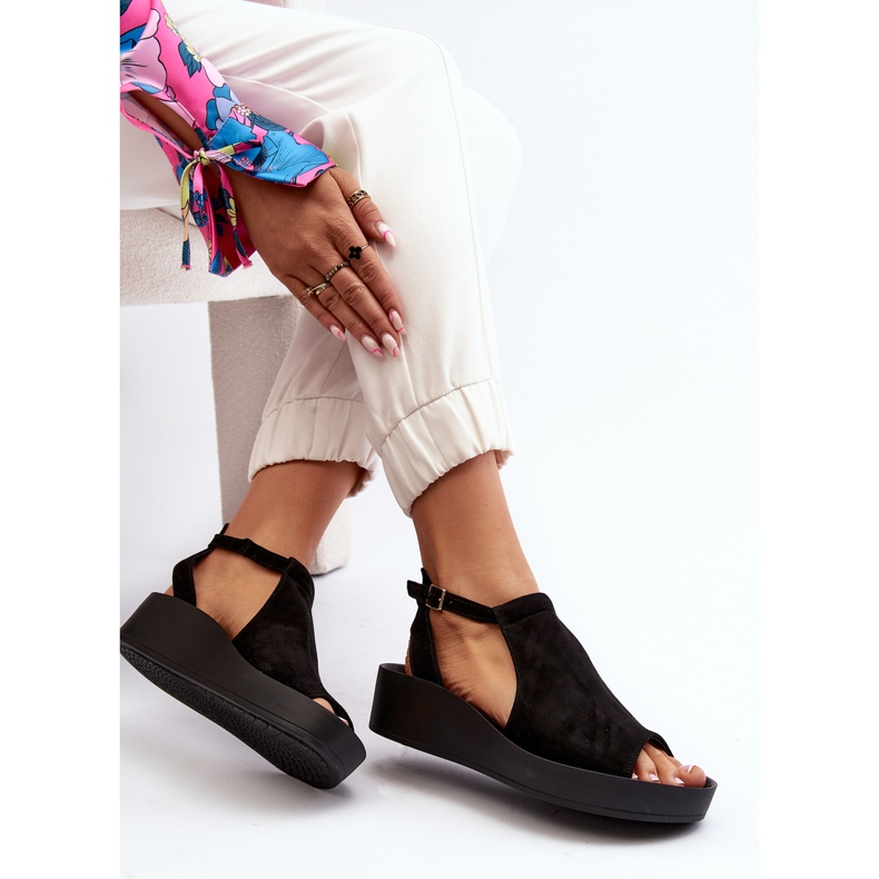 Zazoo 2914 Damesandaler Ruskind Sort 1