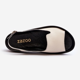 Zazoo 2893 lædersandaler til kvinder på en tyk sål, lys beige 6