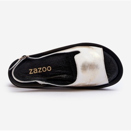 Zazoo 2893 lædersandaler til kvinder på en tyk sål, børstet guld gylden 6