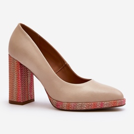 Laura Messi 2746 lysbeige højhælede pumper 1
