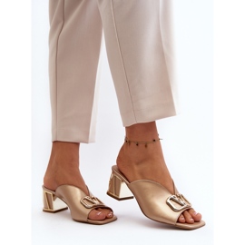 Elegante højhælede flip-flops til kvinder Laura Messi 2771 guld gylden 1