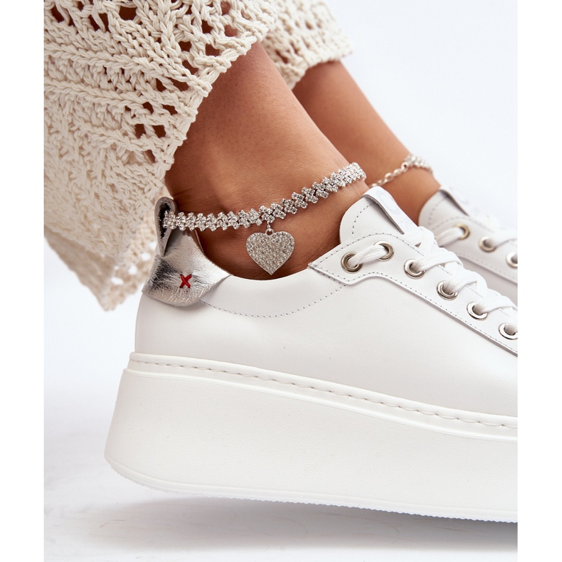 Læder damesneakers med armbånd CheBello 4406 Hvid 1