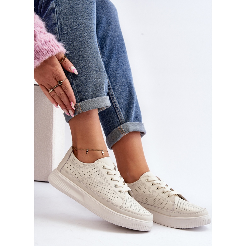 Sergio Leone Dame Læder Sportssko Sneakers Hvid Failla 2