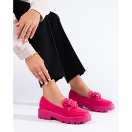 Fuchsia loafers i ruskind til kvinder lyserød 1