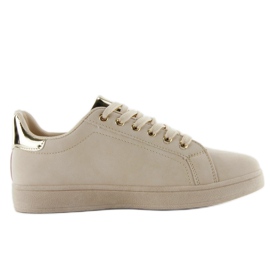 Sweet lips sneakers med patches FB-15 BEIGE / GULD 2