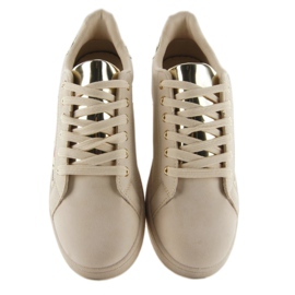 Sweet lips sneakers med patches FB-15 BEIGE / GULD 4
