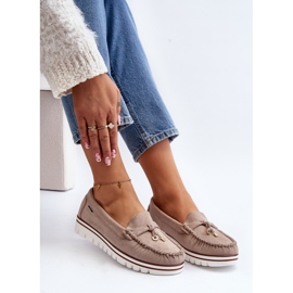 Dame Beige Platform Mokkasiner Railav 1