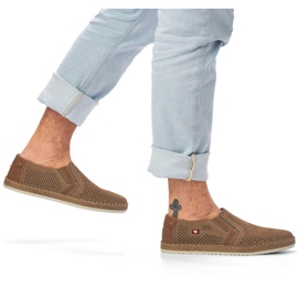 Gennembrudte lædersko Rieker M RKR503A, beige 1