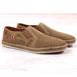Gennembrudte lædersko Rieker M RKR503A, beige 2