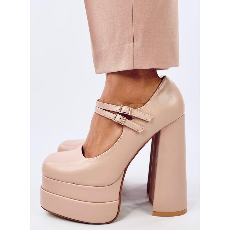 Loit Beige kornplatformspumper 1