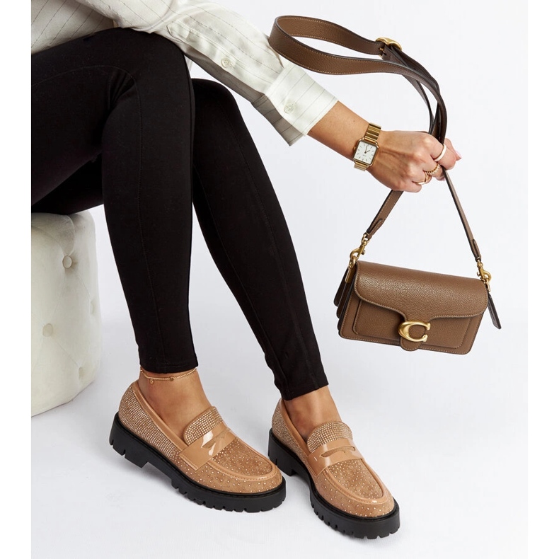 Brune loafers dekoreret med Newport rhinestones 1