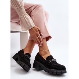 Vinceza Eriella Black Chunky Heel Moccasins sort 2