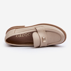 Zazoo 20165 lædermokkasiner til kvinder, beige 7