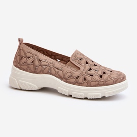 Dame gennembrudte sko Pink Emilei beige 1