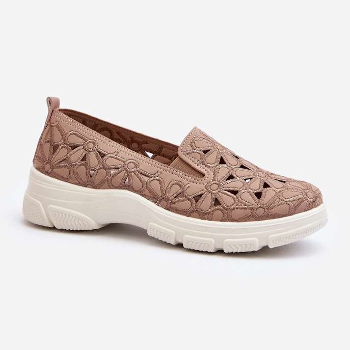 Dame gennembrudte sko Pink Emilei beige 1
