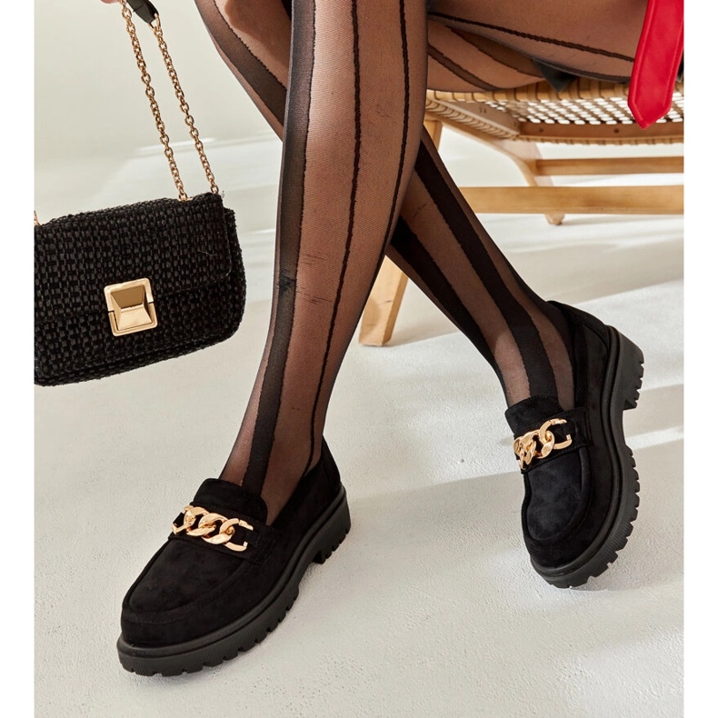 Elenor loafers i sort ruskind 1