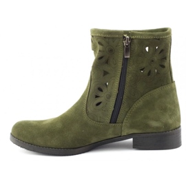 Olivier Komfortable ankelstøvler i grønt gennembrudt læder 1