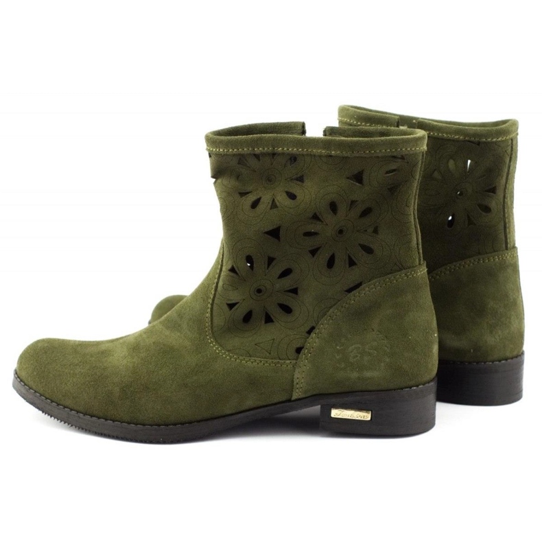 Olivier Komfortable ankelstøvler i grønt gennembrudt læder 3