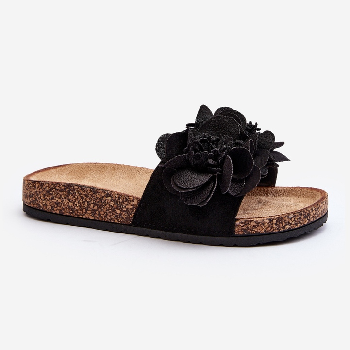 Dameflip-flops med blomster, Sort Lulania 2