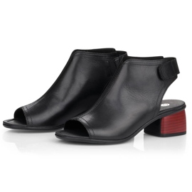 Læderkomfortable højhælede sandaler til kvinder med velcro Remonte R8770-01 sort 13
