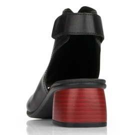 Læderkomfortable højhælede sandaler til kvinder med velcro Remonte R8770-01 sort 10