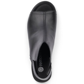 Læderkomfortable højhælede sandaler til kvinder med velcro Remonte R8770-01 sort 11
