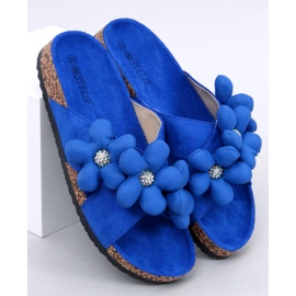 Korkflip-flops med Charss Blue pudeblomster blå 5
