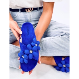 Korkflip-flops med Charss Blue pudeblomster blå 4