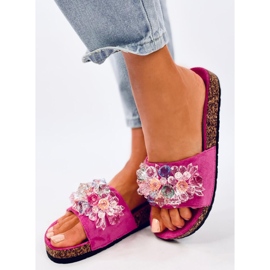 Korkflip-flops med Maliv Fuchsia sten lyserød 2