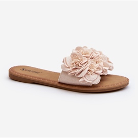 Dame Flip Flops Med Blomster Beige Eelfan 2