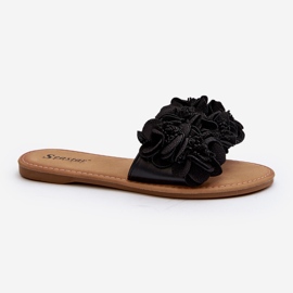 Dame-flip-flops med blomster Sort ålefan 2