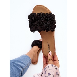 Dame-flip-flops med blomster Sort ålefan 1