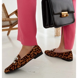 Leopard mokkasiner dekoreret med Sanny zirkoner brun 1