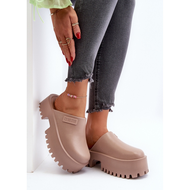 Kvindeflip-flops på en massiv sål Big Star NN274016 Beige 1