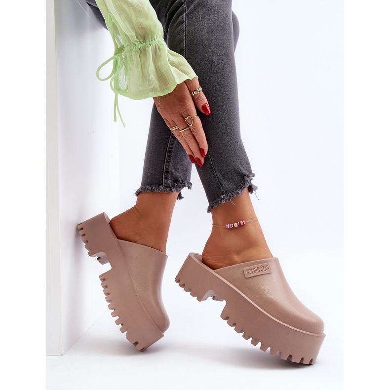 Kvindeflip-flops på en massiv sål Big Star NN274016 Beige 2