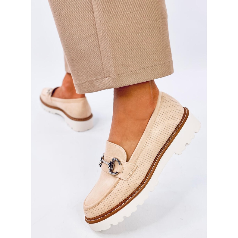 Clays Beige mokkasiner til kvinder 2