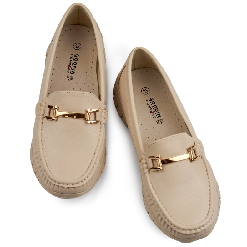 Komfortable bløde beige loafers til kvinder 1