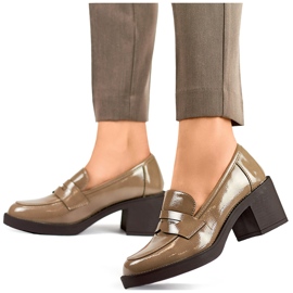 Dame-patentsko med lav hæl, pumps med lav hæl brun 1