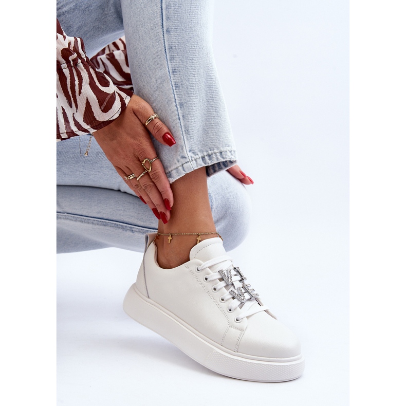 Vinceza Dame læder sneakers med dekorationer, hvid dysuri 1