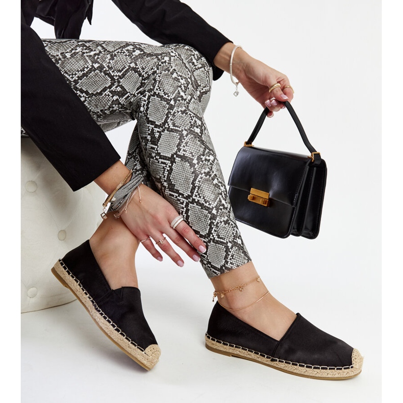 Sorte skinnende espadriller med Caithlin platform 1