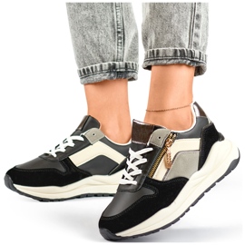 Afslappede sportssko til kvinder, sorte sneakers 2