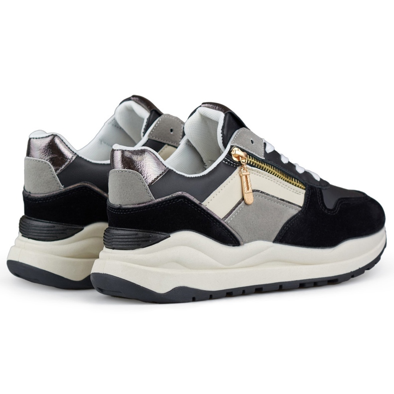 Afslappede sportssko til kvinder, sorte sneakers 1