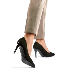 Høje stiletpumps i sort ruskind 1