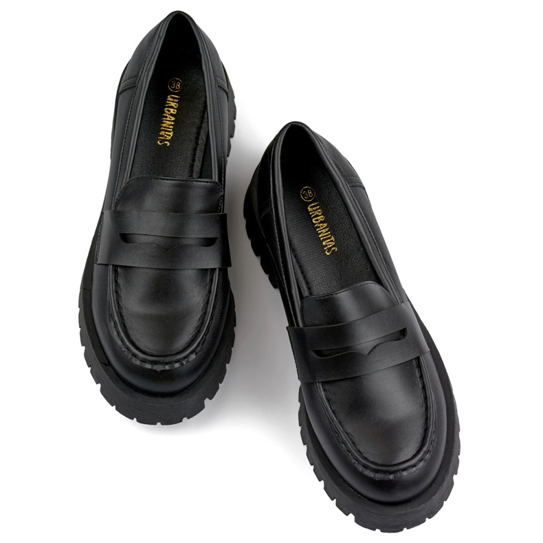 Moccasiner Sorte dameloafers lavet af øko-læder 1
