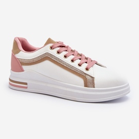Beige damesneakers med glitter Elnami hvid 1