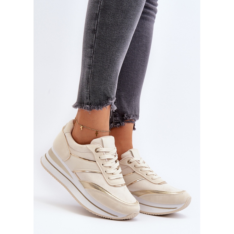 Damesportssko, Platform Sneakers, Beige Atnarama 2