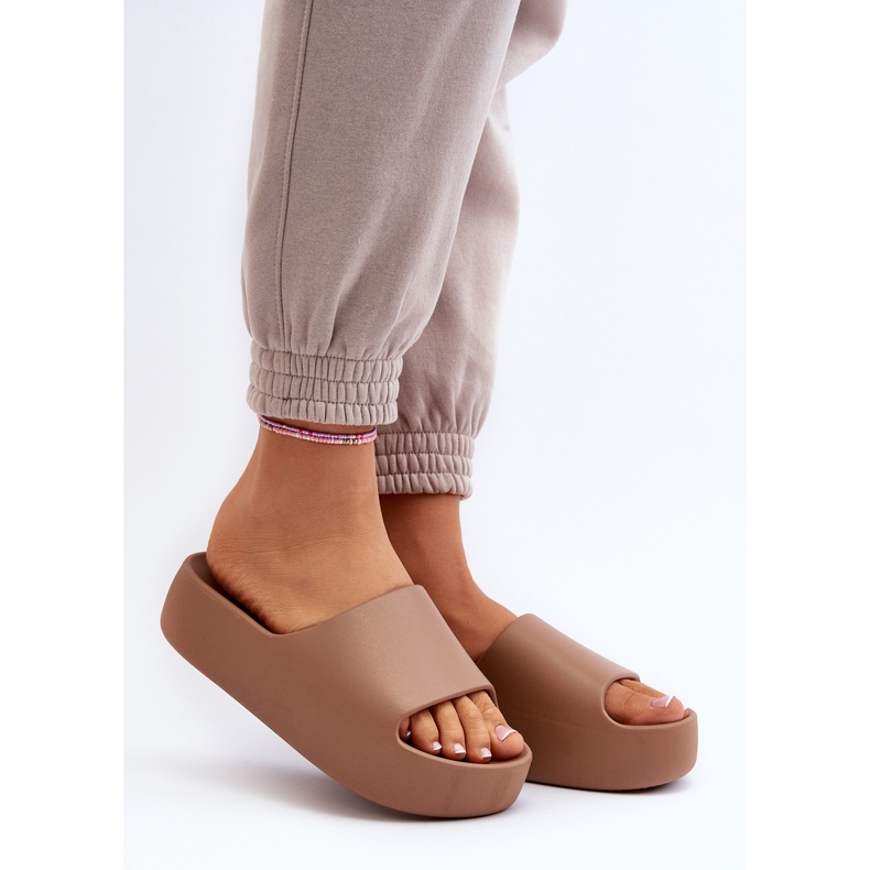 Kvindeflip-flops med tyk sål, brun oreithano 2