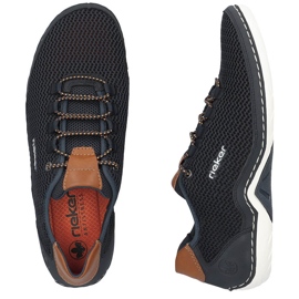 Komfortable sommer openwork slip-on sko til mænd, marineblå Rieker 07555-14 9